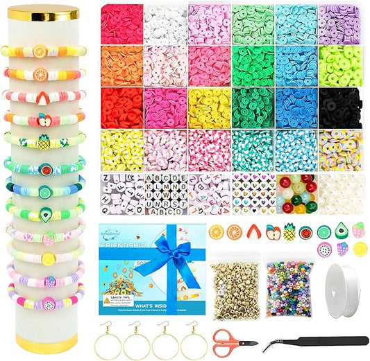 iumulinrui Friendship Bracelet Kit Concert Bracelets Merch, 5200 Pcs Clay Beads Bracelet Making Kit Tricolor Letter Bead, Jewelry Set with Pendant, DIY Craft Gifts Suitable for Beginners (Blue)