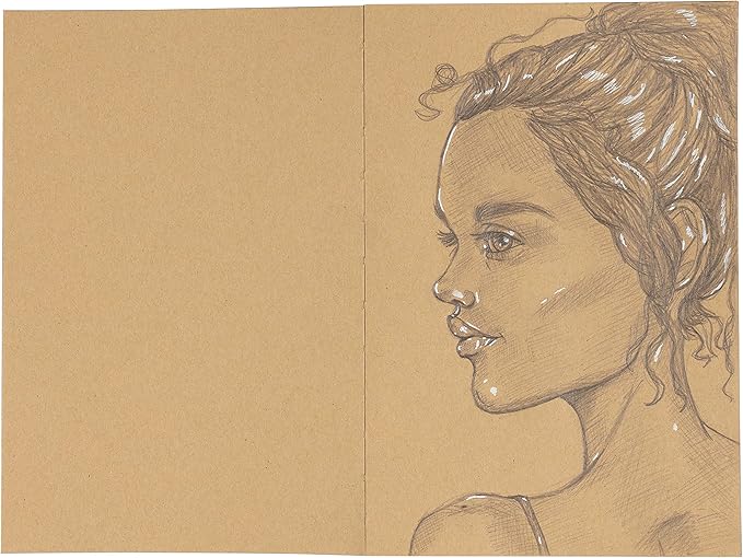 SoHo Urban Artist Open Bound Sketch Pads - Open Coptic Bound Sketch Pads for Drawing, Calligraphy, Any Dry Media, & More! - [Kraft - 8.5x11 - Single]