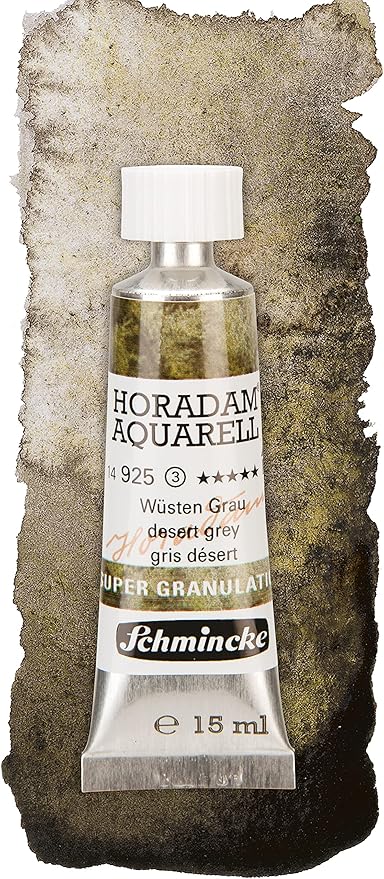Schmincke - HORADAM® AQUARELL, Super-Granulation Set Desert, 5 x 15 ml tubes, 74 869 097, wooden box, very strong granulating colors, finest, supergranulating watercolors