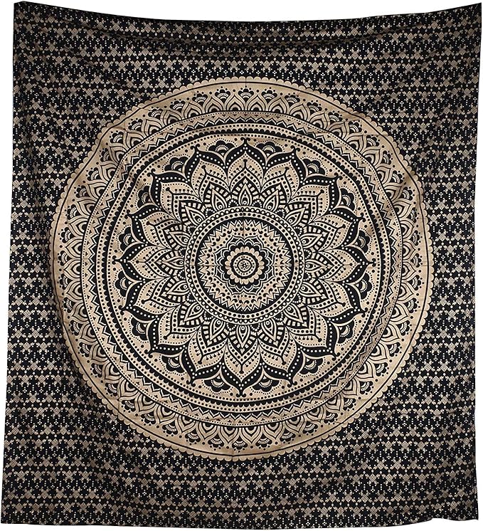 popular handicrafts tapestry wall hanging hippie ombre mandala bohemian hippy psychedelic design indian tapestries bedspread 30 x 40 inches (76 x 101 cms), blue