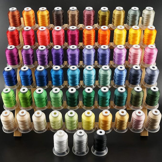 New brothread 63 Colors Compatible with Brother Polyester Embroidery Machine Thread Kit 500M (550Y) Each Spool Compatible with Brother Babylock Janome Singer Pfaff Bernina Embroidery Sewing Machine