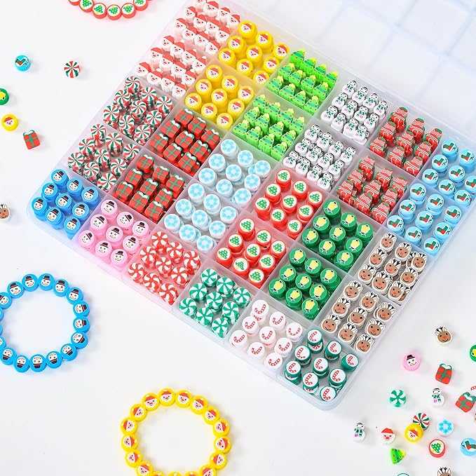 600pcs Polymer Clay Beads Friendship Bracelet Making kit Cute Fun Charms Beads for Bracelet Making DIY Arts Crafts Birthday Gifts Toys for Kids Girls Age 4-13 Christmas