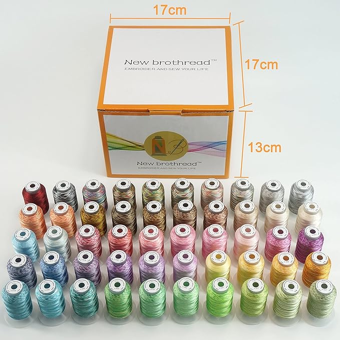 New brothread 50 Colors Variegated Polyester Embroidery Machine Thread Kit 500M (550Y) Compatible with Brother Janome Babylock Singer Pfaff Bernina Husqvaran Embroidery and Sewing Machines