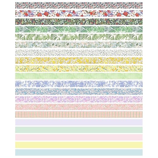 YUBX Vintage Washi Tape Set 20 Rolls Skinny Retro Decorative Antique Patterns Masking Tapes for Arts, DIY Crafts, Journals, Planners, Scrapbook, Wrapping (Nature)