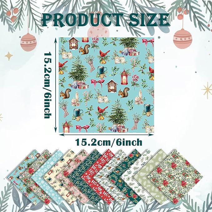 Christmas Pattern Scrapbook Paper, 6 Inch Card Production Supplies, 24 Sheets Single Sided Acid-Free Cardstock Greeting Card, Handmade Gift Journaling Craft Kits (D-style)