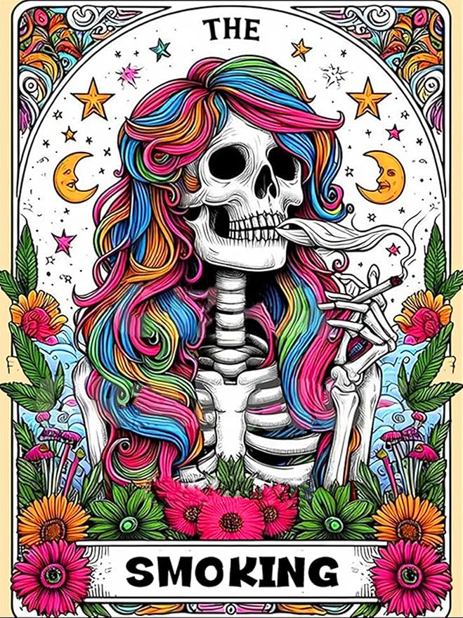 Meothan Diamond Painting Kits for Adults, 5D DIY Skull Diamond Art Kits for Adults Beginners, Diamond Dots Kits Gem Arts Crafts for Living Room Bedroom Offices Home Wall Decor 12X16 Inch