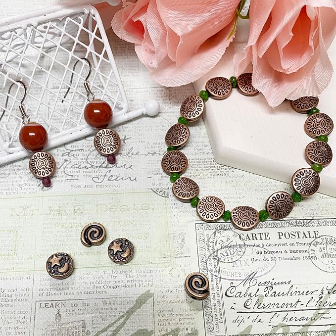 Copper Spacer 10mm Flat Beads for Jewelry Making Supplies for Adults Small Seed Bead for Necklace Earring Bracelet Making Kit Bulk Silver Jewelry Set 67pcs