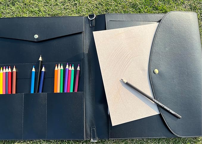 Sketchbook cover with pencil holder, Artist sketch book leather cover artis Gifts, Drawing books and pencil case, Art book for drawing (for 9"X12" Sketchbook)