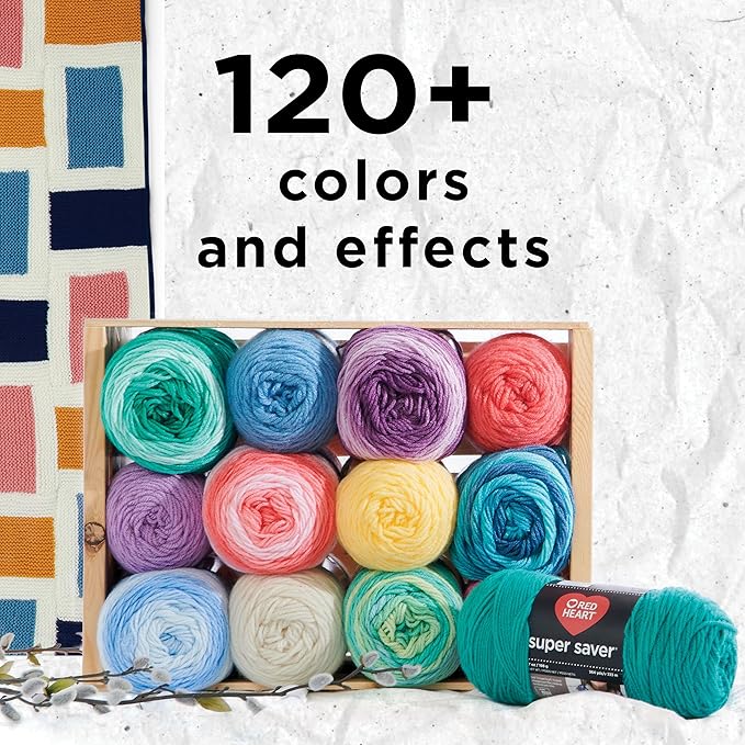 Red Heart Super Saver Jelly Bean Yarn - 3 Pack of 141g/5oz - Acrylic - 4 Medium (Worsted) - 236 Yards - Knitting/Crochet