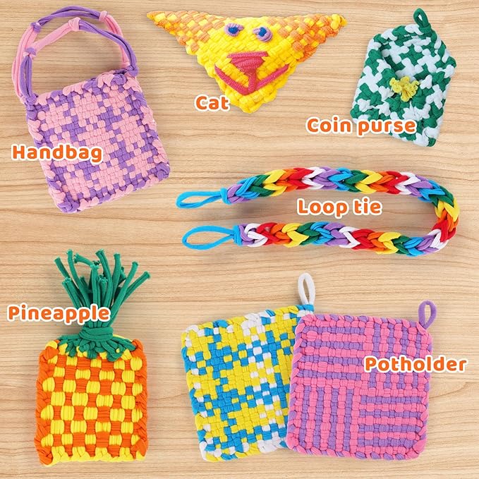 prebox weaving loom kit toys for kids and adults, potholder loops crafts for girls ages 6 7 8 9 10 11 12, 7" pot holder loom knitting kits and gifts for kids and beginners, make 6 masterpieces