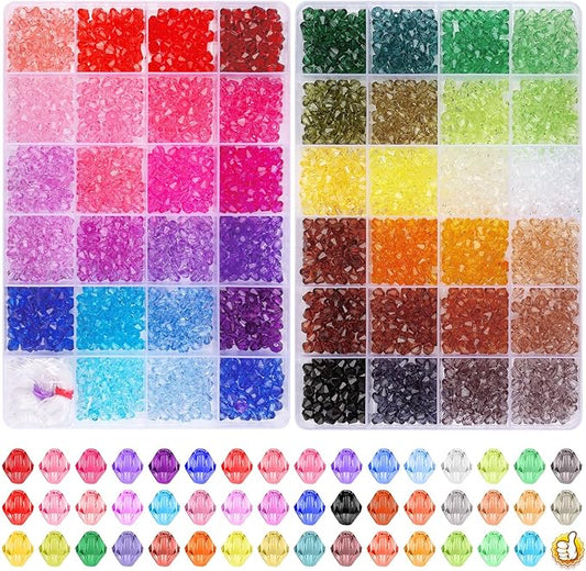 XSEINO 3760 Pieces 6mm Crystal Beads for Jewelry Making, 47 Colors Crystal Acrylic Beads for Bracelets Jewelry Making and DIY Crafts