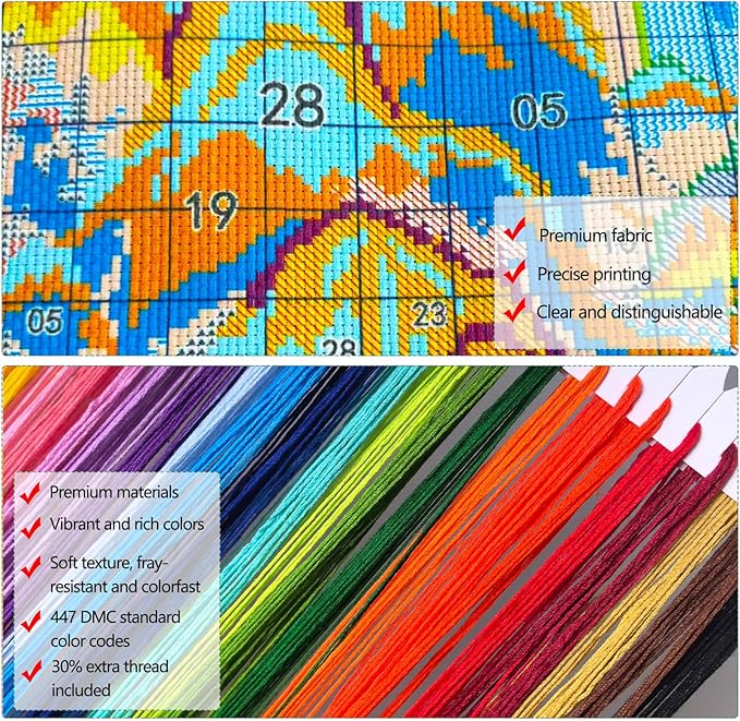 Zhenqing Cat Stamped Cross Stitch Kits for Adults Beginners, DIY Animals Cross Stitch Patterns Kits Printed Needlepoint Kits,Crafts Embroidery Kits for Home Decor-Cat-Themed 4-Piece Set(69207)