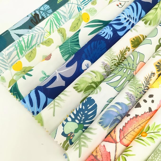 22Pcs 10" Fabric Squares No Repeat Precut Cotton, Wavy Edge Quilting Supplies, Perfect DIY Sewing Supplies Leaf Green Patchwork