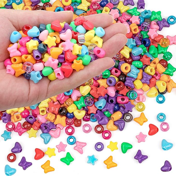 gmma 900 pcs pony beads shapes for bracelet、jewelry making、friendship bracelets colourful plastic 6x9mm multi-colored fall beads for diy bracelet necklace party decoration supplies