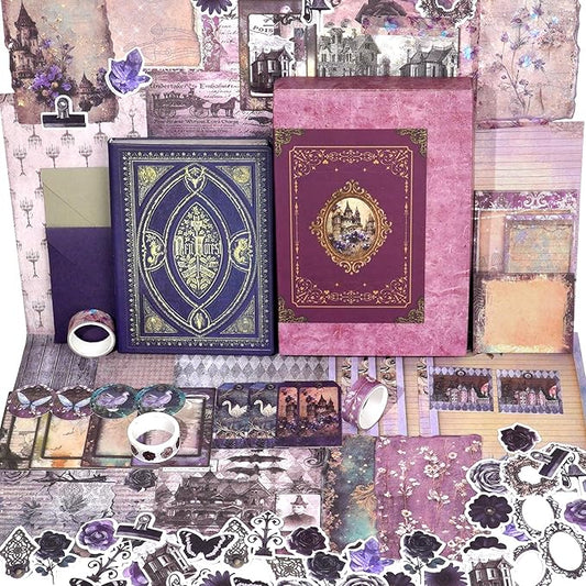 Funto Scrapbooking Kit (185 PCS), Medieval Chapter- Neruda Love, Perfect for Bullet Scrapbooking Materials, Planner DIY Craft Collage