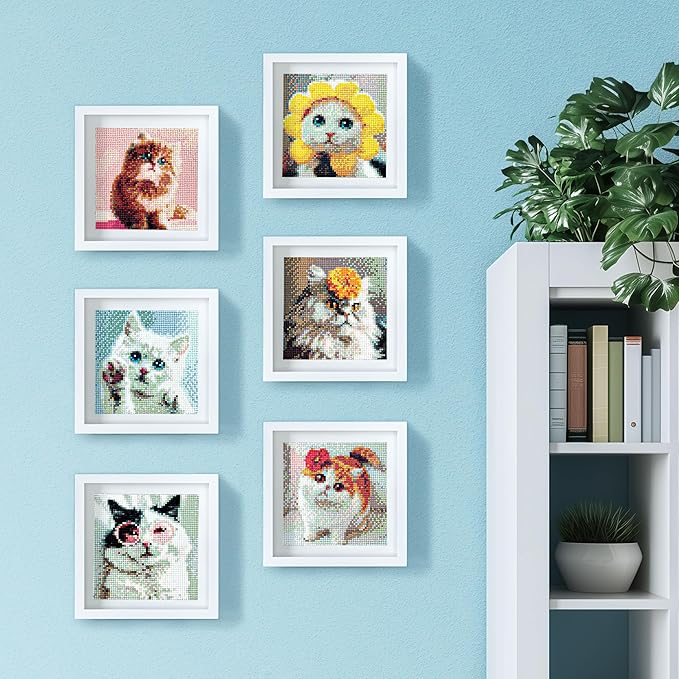 LuwoArte 6 Pack Diamond Painting Kits for Adults – Cute Cats-Themed Diamond Art Kits – DIY Full Drill Paint Gem Art for Adults – Brilliant 5D Diamond Painting Kit – Relaxing Craft for Home Wall Décor