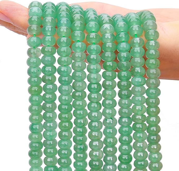 2 Strands (150PCs) Natural Green Aventurine Rondelle Beads, 5 * 8mm Gemstone Loose Spacer Abacus Disk Beads for DIY Bracelet Necklace Earrings Jewelry Making, Craft Supplies Beading Kit