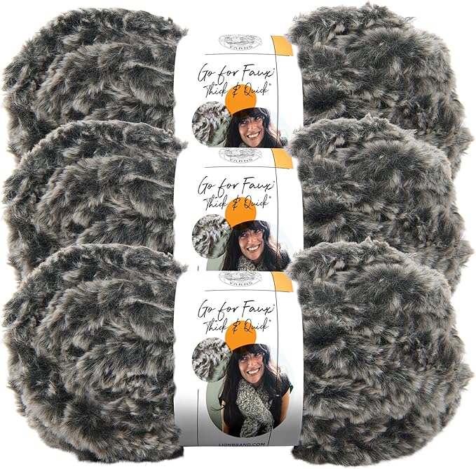 (3 Pack) Lion Brand Yarn Go for Faux Thick & Quick Bulky Yarn, Mink