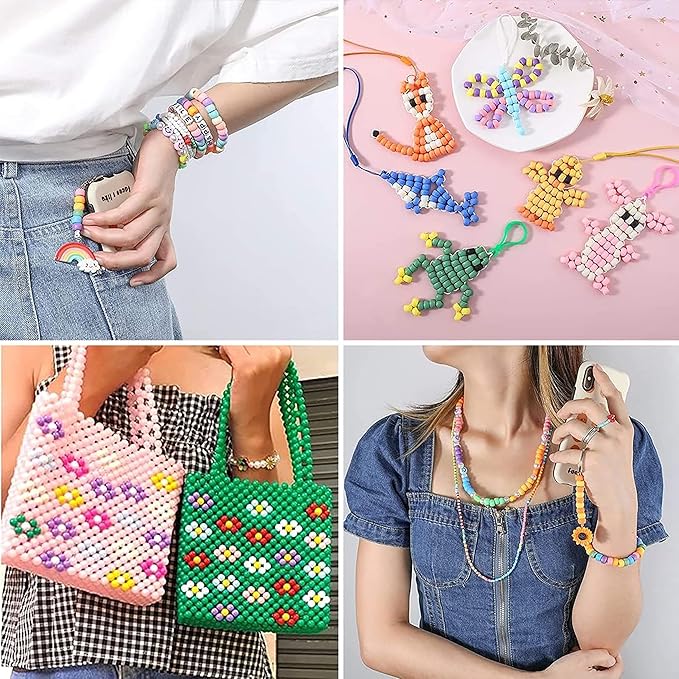 gmma colored pony beads for friendship bracelets 1000 pcs 6x9mm colourful plastic beads for jewelry making thanksgiving autumn hair diy necklace party decoration supplies