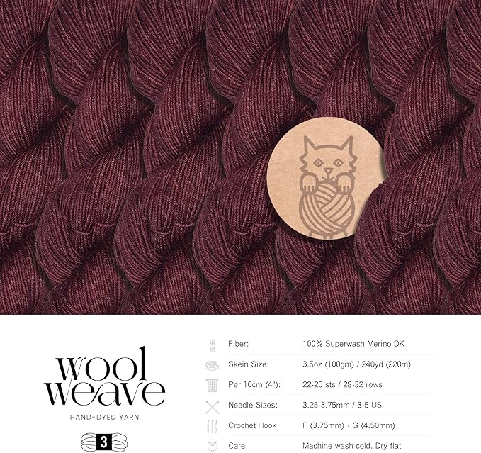 Superwash Merino Wool Yarn for Knitting & Crocheting - Premium Hand Dyed, 100gr, 240 Yards, Dk Weight - Luxurious, Soft & Durable Brown Yarn