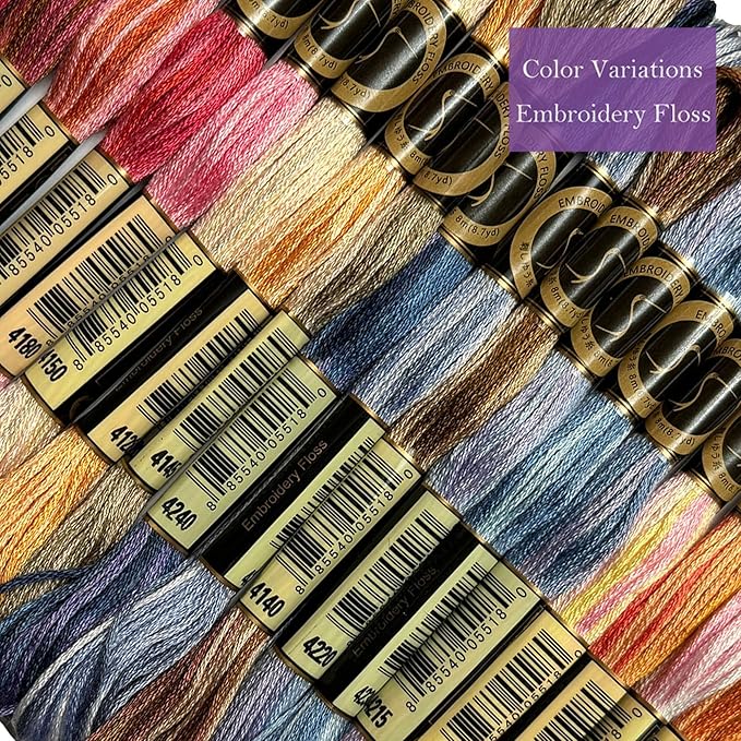 Magical Color Variations Floss Pack Six Strand Embroidery Variegated Cross Stitch Threads, Multi Color Set C, Pack of 18 Skeins