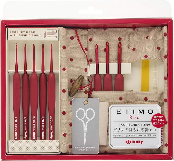 ETIMO Red Crochet Set Red Tulip TED001, 2.6 x 20.4 x 22 cm