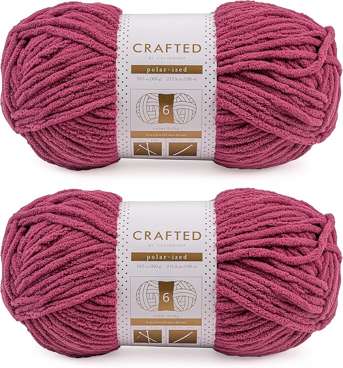 Crafted By Catherine Blanket Solid Yarn - 2 Pack (213 Yards Each Skein), Mauve, Gauge 6 Super Bulky
