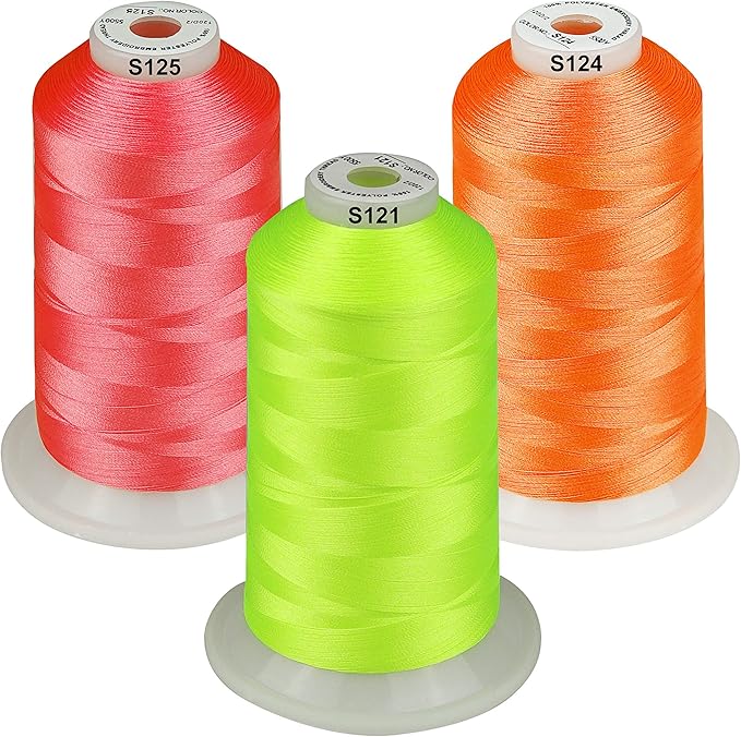 Simthread - 33 Selections - Various Assorted Color Packs of Polyester Embroidery Machine Thread Huge Spool 5500Y for All Sewing Embroidery Machines - NEON