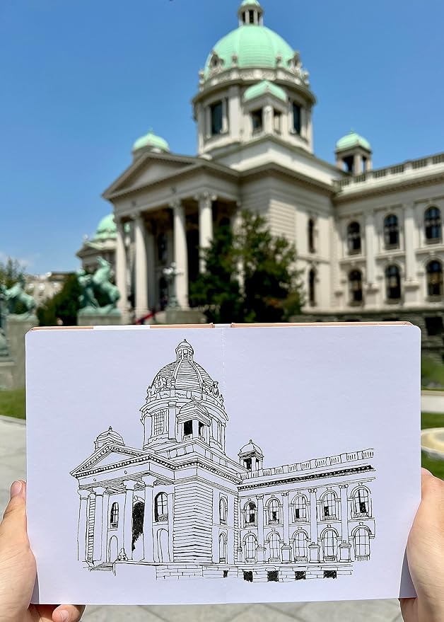 Sketch Book Hardcover 60 Pages Thick 500 GSM / 230 lb Acid Free Paper Lay Flat Bound for Drawing and Sketching 6,14” x 8,25” for Kids and Adults Beginners and Professionals Eco Friendly