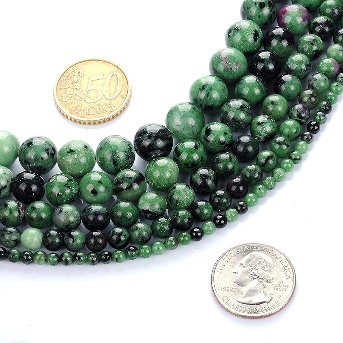 4mm Natural Ruby Emerald Gemstone Round Loose Beads Crystal Stone Bracelet Necklace Accessories Crafts for Jewelry Making DIY,1 Strand 15"
