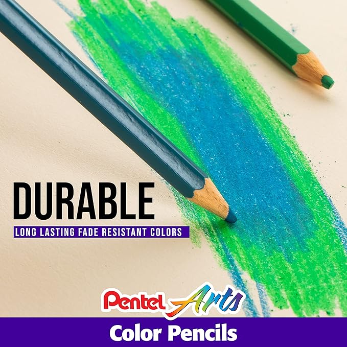 Pentel Arts Colored Pencils, Assorted Colors, Set of 12 (Pack of 2)