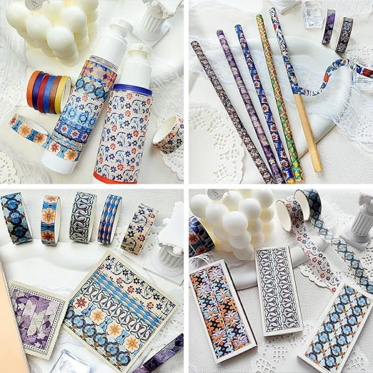 Floral Washi Tape Set, 56 Rolls 4 Size Flower Colored Decorative Blooms Masking Tapes for Scrapbooking, DIY Crafts, Bullet Journal Supplies, Planner, Junk Journal (Symmetry Aesthetics)