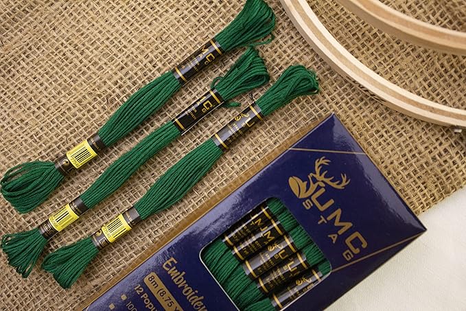 12 Pieces Emerald Green 923 Premium Embroidery Thread | 100% Egyptian Cotton Premium Skeins | Cross Stitch Embroidery Floss | Oeko TEX Certified Stranded Cotton (Emerald Green)
