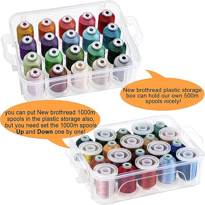 New brothread 2 Layers Stackable Clear Storage Box/Organizer for Holding 40 Spools Home Embroidery & Sewing Thread (Spool Size Requirement: Height≤2.2"/5.6CM; Width≤1.69"/4.3CM)