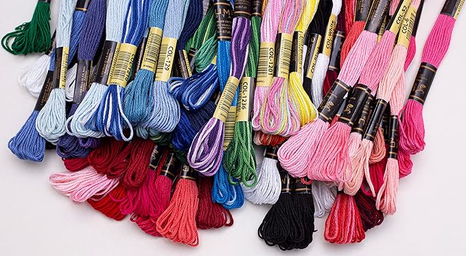 12 Pieces | Premium Embroidery Thread | 100% Egyptian Cotton Premium Skeins | Cross Stitch Embroidery Floss | Oeko TEX Certified Stranded Cotton (Variegated Tones)
