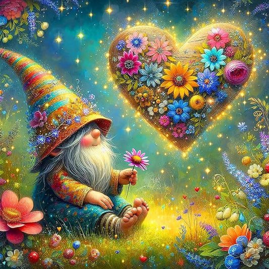 igoodom Gnome Diamond Art Kits for Adults, Gnome Diamond Painting Kit, Full Drill Round Valentine's Day Diamond Art Kits, DIY Gem Art and Crafts for Home Wall Decor Gift 14x14inch
