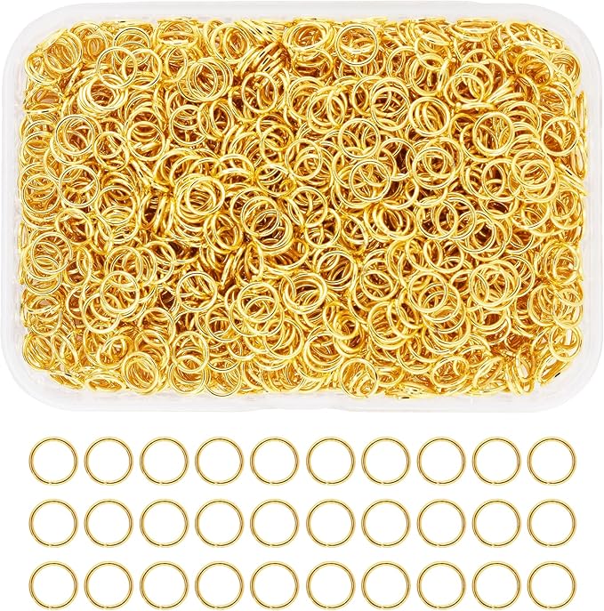 Mandala Crafts Assorted Gold Color Jump Rings Jewelry Findings Metal O Rings for Jewelry Making Supplies - 2000 5mm Small Open Jump Rings Kit for Necklace Earring