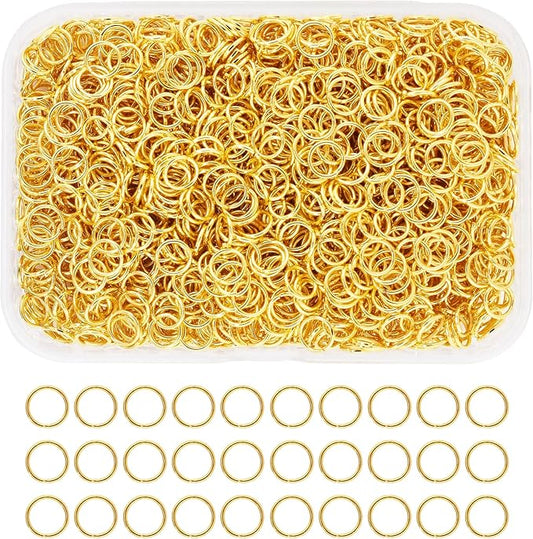 Mandala Crafts Assorted Gold Color Jump Rings Jewelry Findings Metal O Rings for Jewelry Making Supplies - 1500 6mm Small Open Jump Rings Kit for Necklace Earring