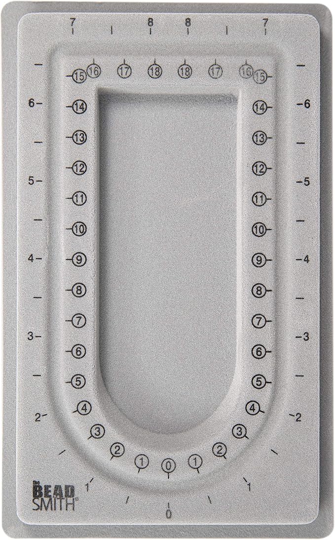 The Beadsmith Mini Bead Board, Grey Flocked, 16” U-Shaped Channel, 4 x 6.75 inches, Design Boards for Creating Bracelets, Necklaces and Other Jewelry