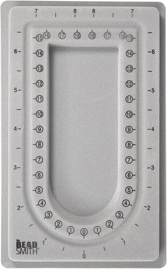 The Beadsmith Mini Bead Board, Grey Flocked, 16” U-Shaped Channel, 4 x 6.75 inches, Design Boards for Creating Bracelets, Necklaces and Other Jewelry
