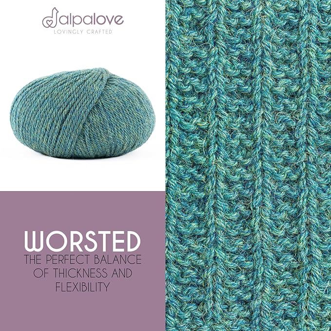 Worsted Set (6 x 1.75 oz) Super Soft Baby Alpaca Knitting Yarn Blue Green 656 Yards