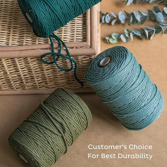Nook Theory Macrame Cord - 5mm 109 Yards Cotton Rope, 3mm 4mm Yarn, String for Crafts, Perfect for Macrame Wall Hanging and Boho Decorations (Turquoise)