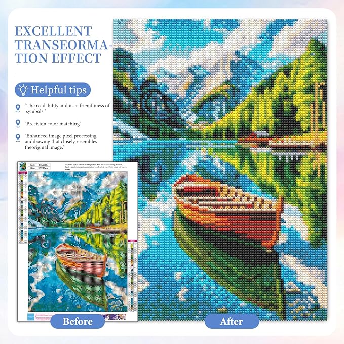 Camocin Diamond Art Kits for Adults Mountains, 5D Lake Landscape Diamond Painting Kits for Adults Beginners, DIY Ship Full Round Dots Drill Gem Art Kit for Gift Home Wall Decor 12 x 16 Inch