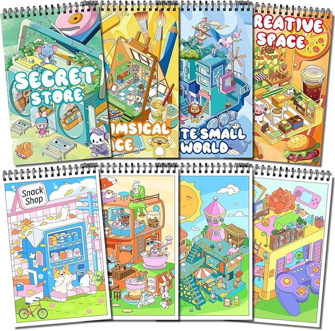 Elfew 4 Set Coloring Books for Teens & Kids 8-12, Stress Relieving & Therapeutic Coloring Book with 80 Cute Patterns, Anxiety Relief & Relaxation for Teens Adult Women