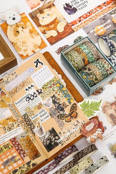 10 Rolls Skinny Washi Tape Set Texture Arts Adhesive Tapes Basic Patterns Decorative Masking Tape Sets for Craft, Kids, Scrapbook, DIY, Gift Wrapping (Style Six)