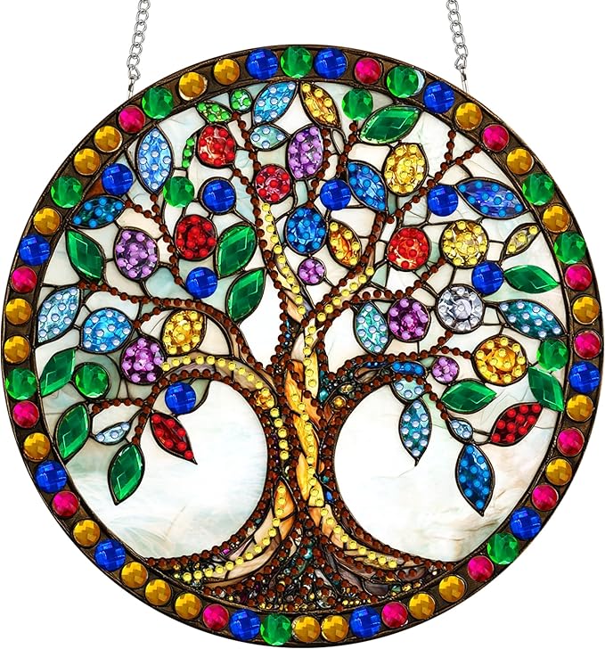 SKRYUIE Tree Hanging Diamond Art Kits for Adults Pendant Suncatcher, Special Shaped Crystal DIY Pearl Diamond Painting Kit, Gift for Mother Spring Summer Window Wreath Decor 7.29 x 7.29 Inch A24