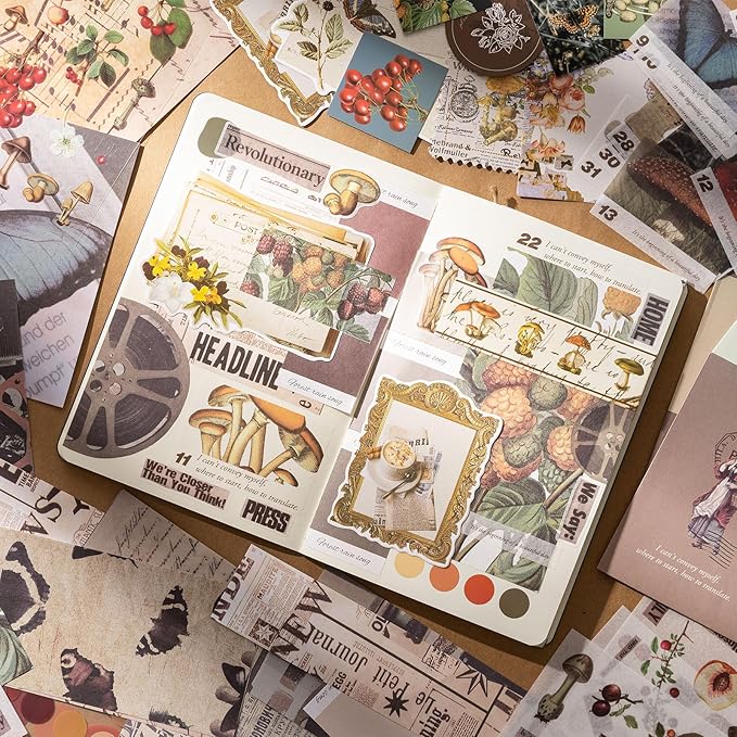 YagCu Scrapbook Kit for Beginners, Aesthetic Junk Journal Supplies, Scrapbooking and Journaling Materials, Bullet Journals Stationery, Planner DIY Arts Craft Paper, Women Adults