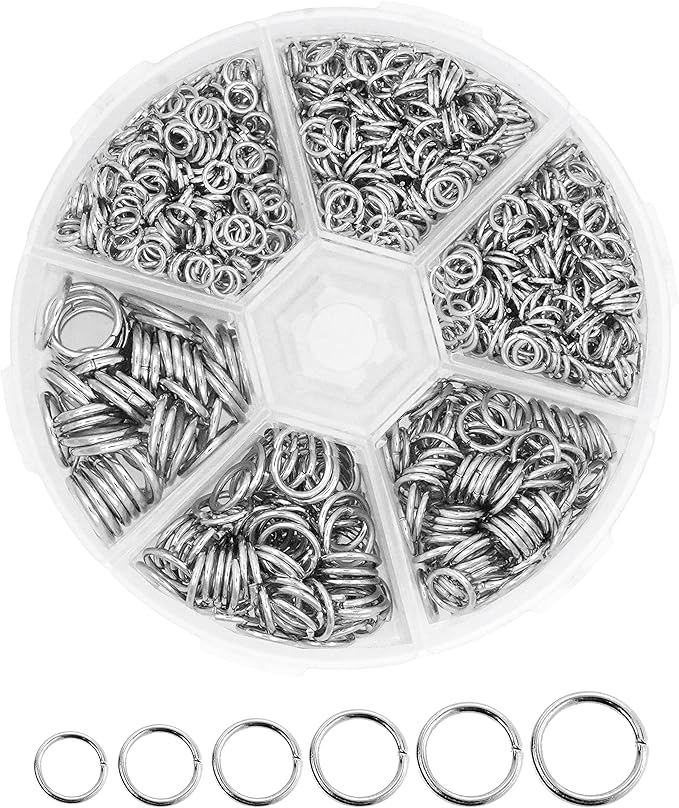 Mandala Crafts Assorted Silver Color Jump Rings Jewelry Findings Metal O Rings for Jewelry Making Supplies - 1250 4mm to 10mm Small Open Jump Rings Kit for Necklace Earring