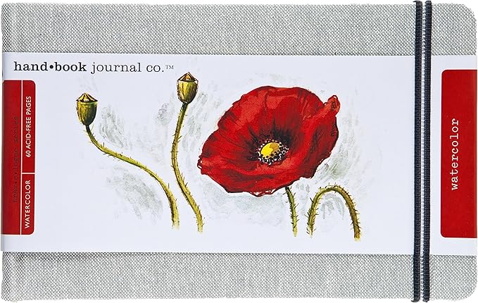 Handbook Watercolor Journal, 5.25" x 8.25" Large Landscape, 200 GSM Cold Press Paper, Natural Linen Cover, 60 Pages