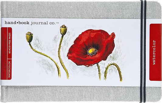 Handbook Watercolor Journal, 5.25" x 8.25" Large Landscape, 200 GSM Cold Press Paper, Natural Linen Cover, 60 Pages